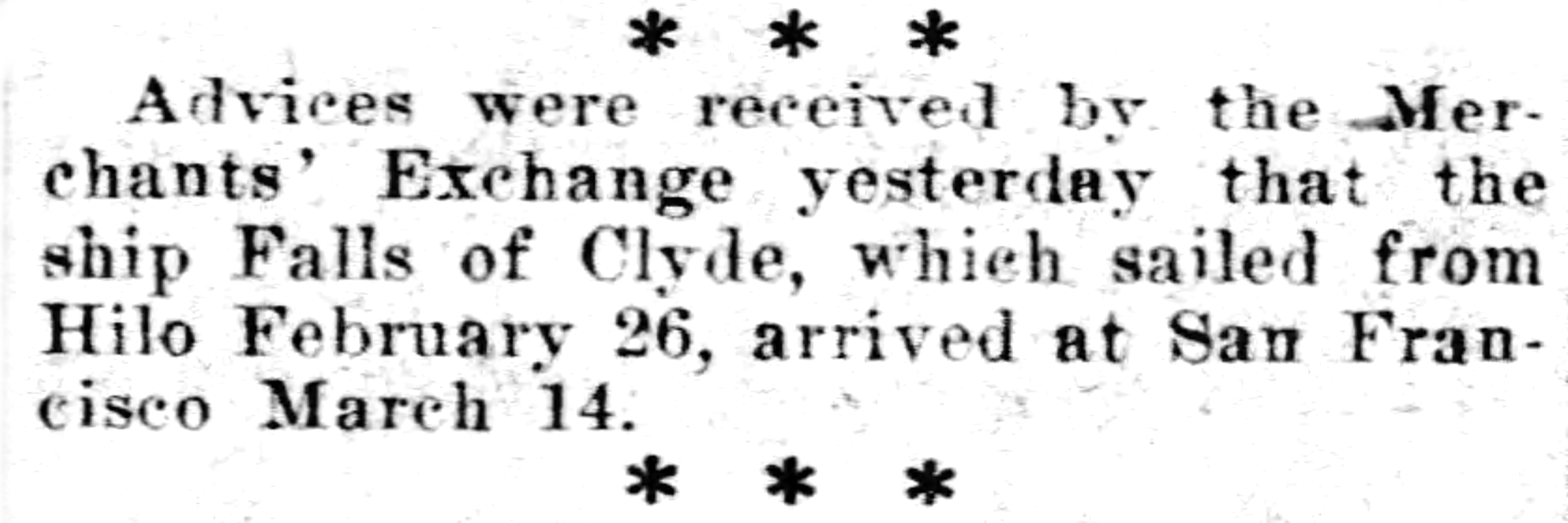 100 Years Ago – Falls of Clyde