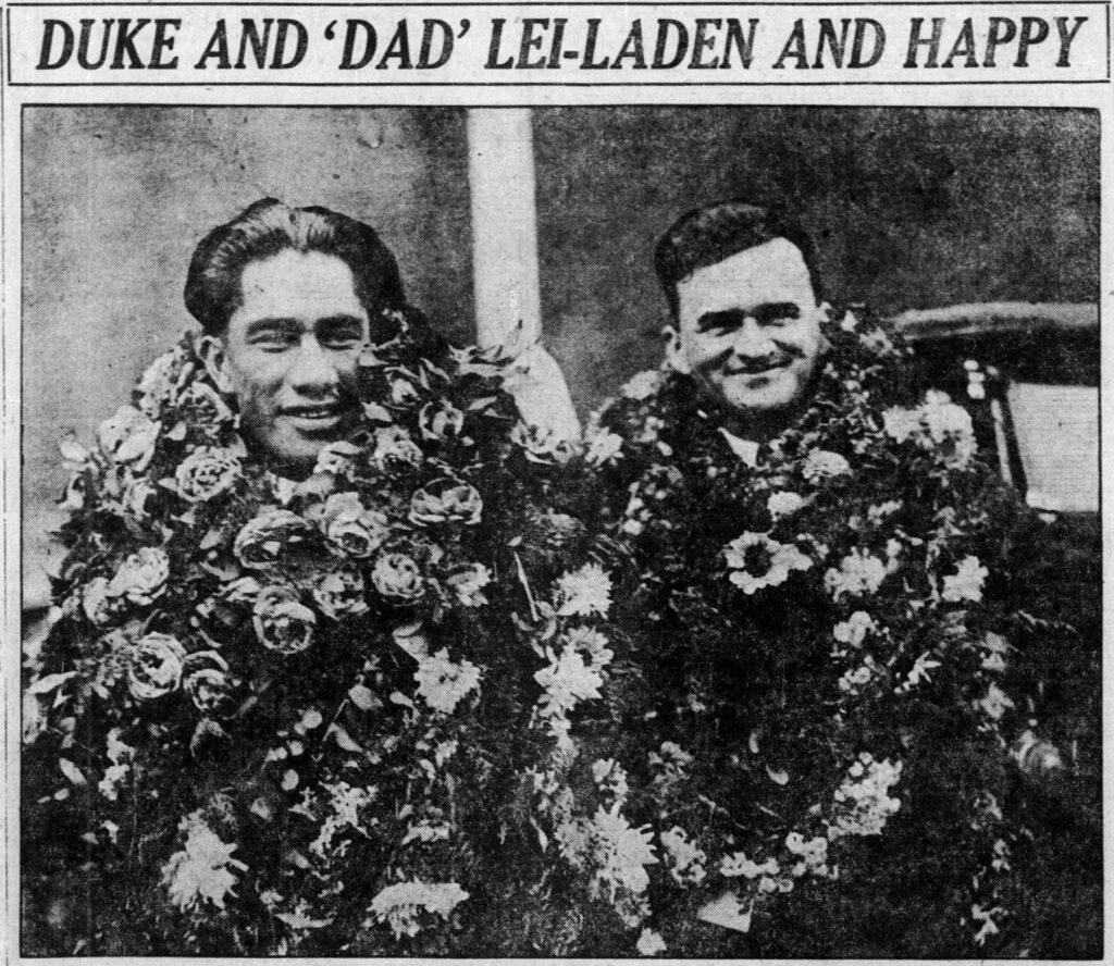 100 Years Ago – Harbor Welcome for Duke Kahanamoku and Fellow Olympians
