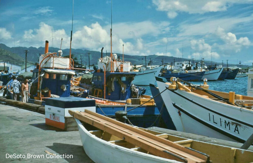 Fishing Sampans Docked at Kewalo Basin in 1951