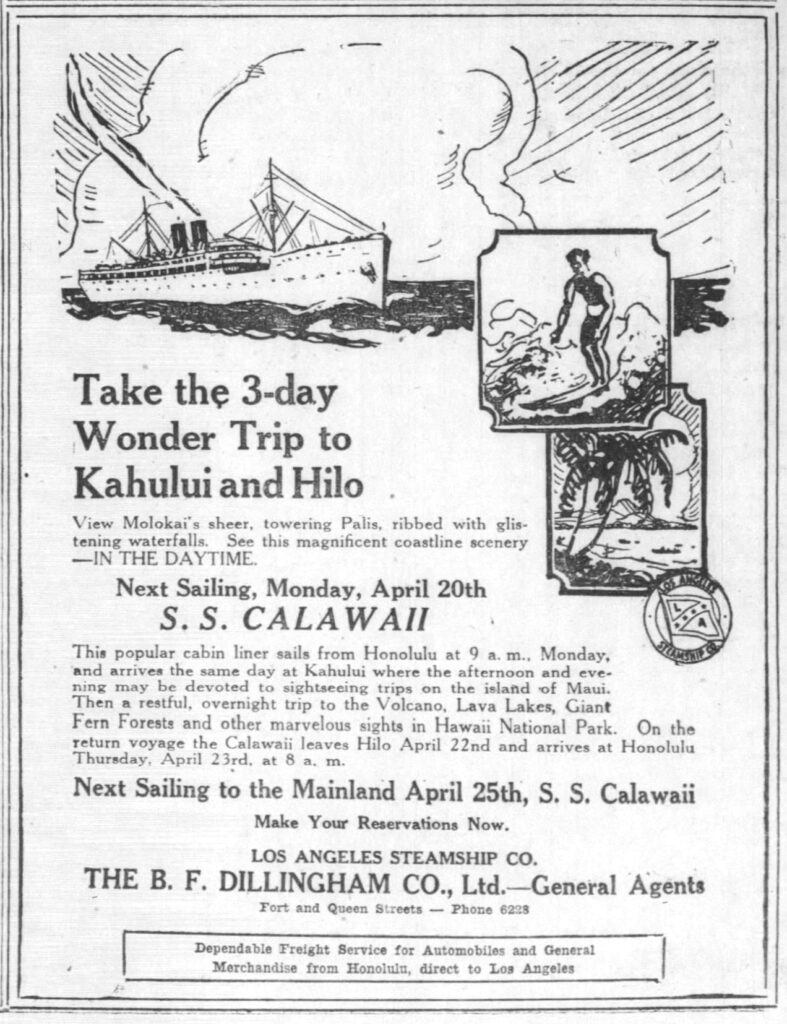 100 Years Ago – Los Angeles Steamship Company Three-Day Cruise Ad