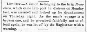 Drunken Sailor – July 1871